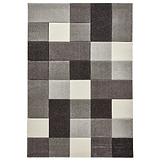 Brockton Grey Cream Square Patterned Hand Carved Rug from Roseland Furniture
