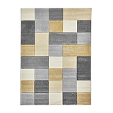 Brockton Yellow Beige Square Patterned Hand Carved Rug from Roseland Furniture
