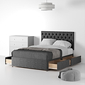Farrow-Diamond-26HB-Divan-Linen-Look-SD-SK-4-Drawers-Linen-Charcoal from Roseland Furniture