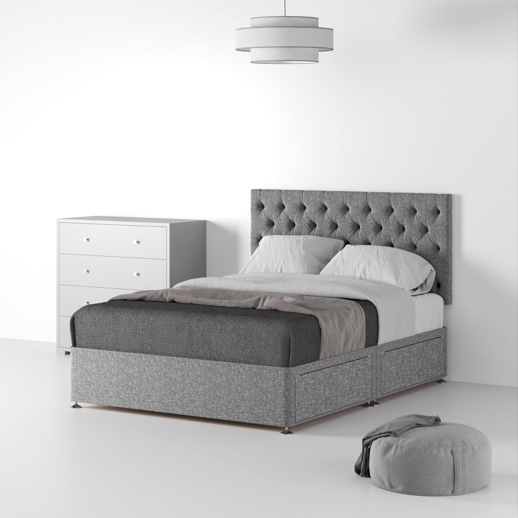 RFBTS-D-4D-SS---Farrow-Diamond-26HB-Divan-Linen-Look-SD-SK-4-Drawers-Linen-Silver---Life2 from Roseland Furniture