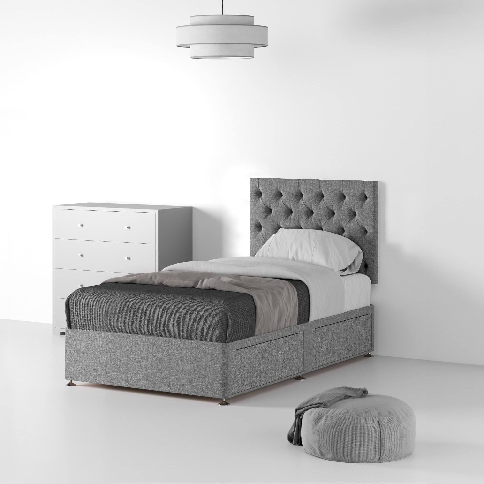RFBTS-S-2D-SS---Farrow-Diamond-26HB-Divan-Linen-Look-SS-S-2-Drawers-Linen-Silver---Life1 from Roseland Furniture