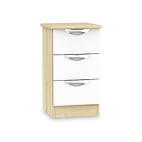 Beckett White and Bardolino 3 Drawer Bedside Table by Roseland Furniture