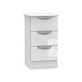 Beckett White 3 Drawer Bedside Table by Roseland Furniture