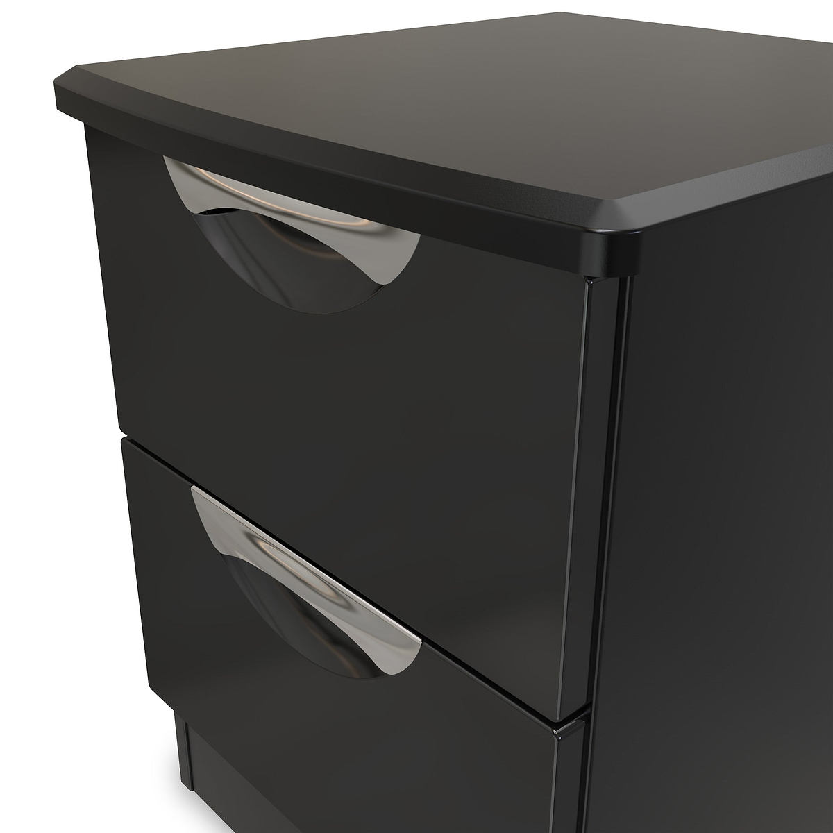 Beckett Black 2 Drawer Bedside by Roseland Furniture