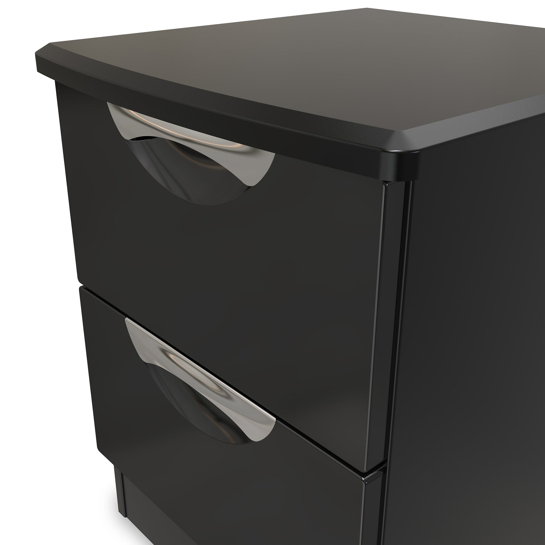 Beckett Black 2 Drawer Bedside by Roseland Furniture