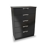 Beckett Black Gloss 5 Drawer Chest from Roseland