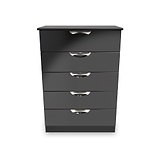 Beckett Black Gloss 5 Drawer Chest from Roseland