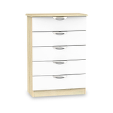 Beckett White & Wood Gloss 5 Drawer Chest from Roseland