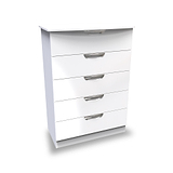 Beckett White Gloss 5 Drawer Chest from Roseland