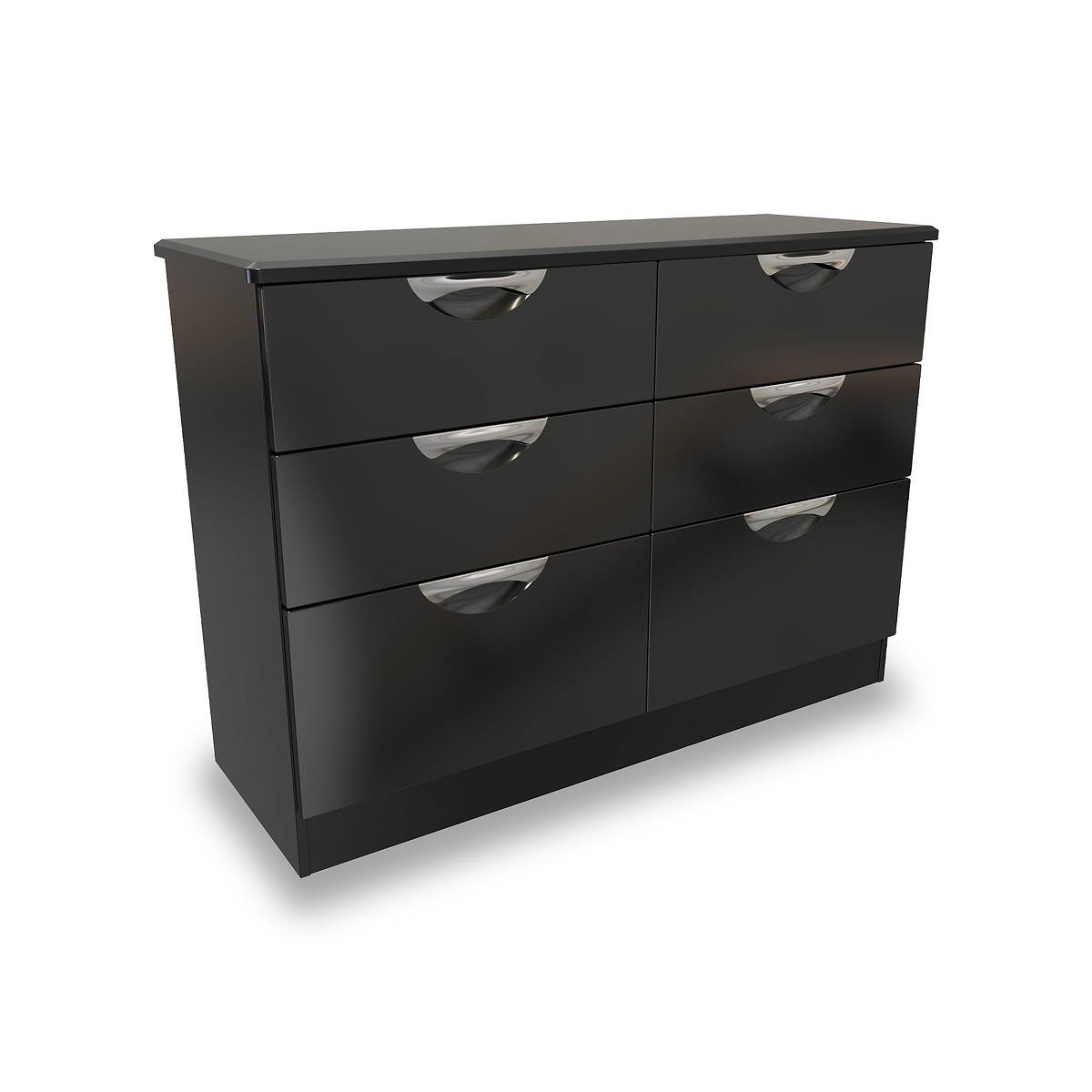 Beckett Black Gloss 6 Drawer Wide Chest from Roseland