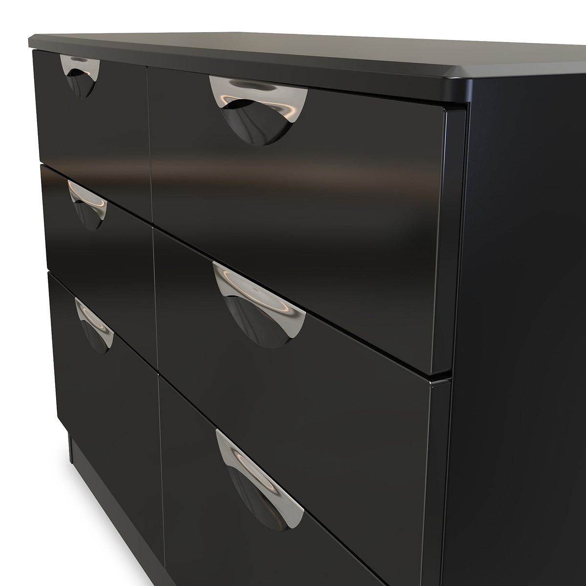 Beckett Black Gloss 6 Drawer Wide Chest from Roseland