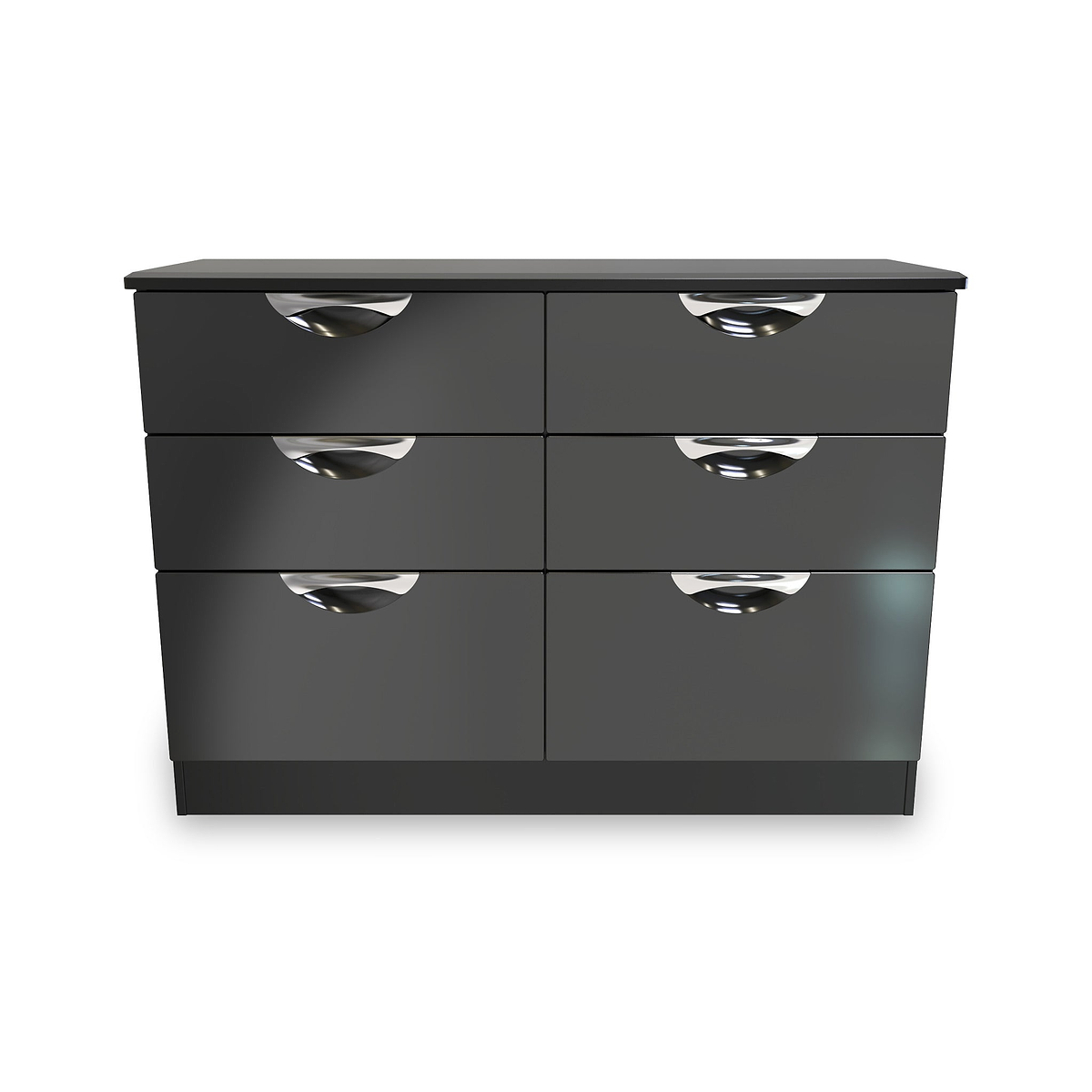 Beckett Black Gloss 6 Drawer Wide Chest from Roseland