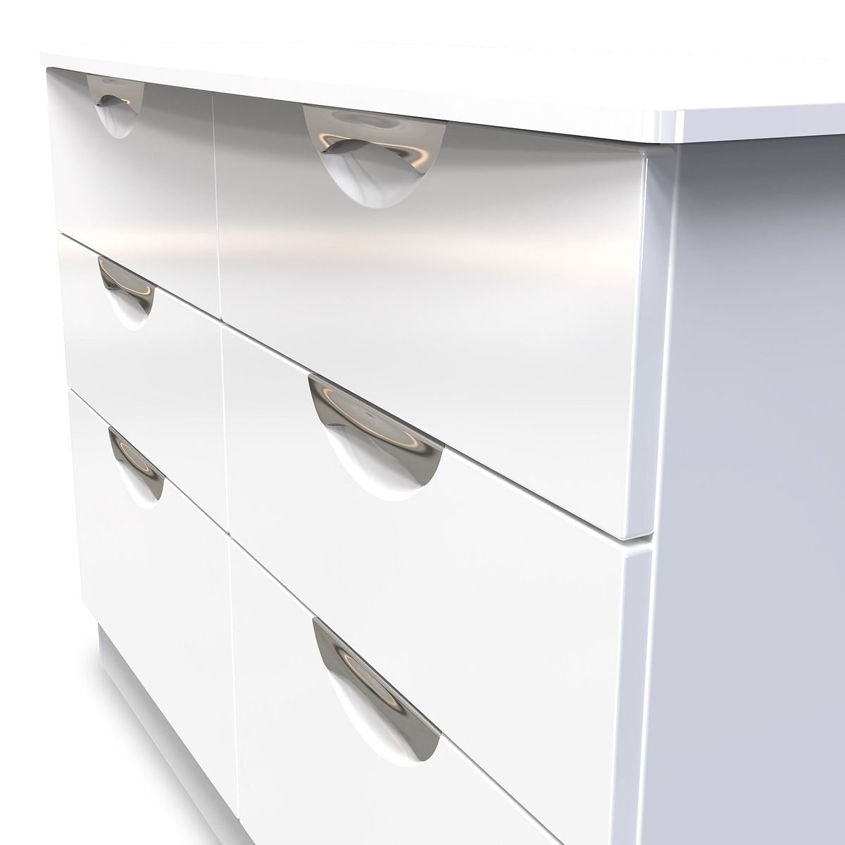 Beckett White Gloss 6 Drawer Wide Chest from Roseland