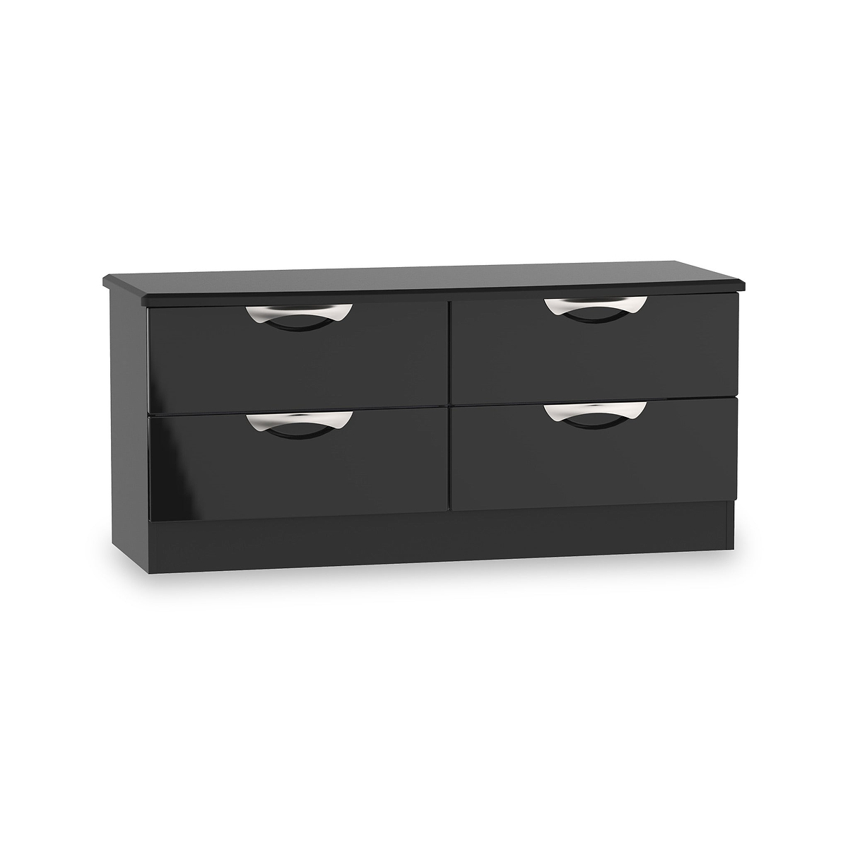 Beckett Black Gloss 4 Drawer Low Storage Unit from Roseland
