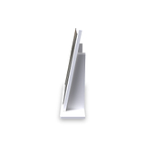 A laptop is partially opened on a clean, white surface, suggesting a minimalist and modern design. It's isolated with ample space around it.