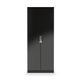 Beckett Black Gloss 2 Door Wardrobe by Roseland Furniture
