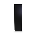 A tall, narrow, black, vertical rectangle is centered against a white background.