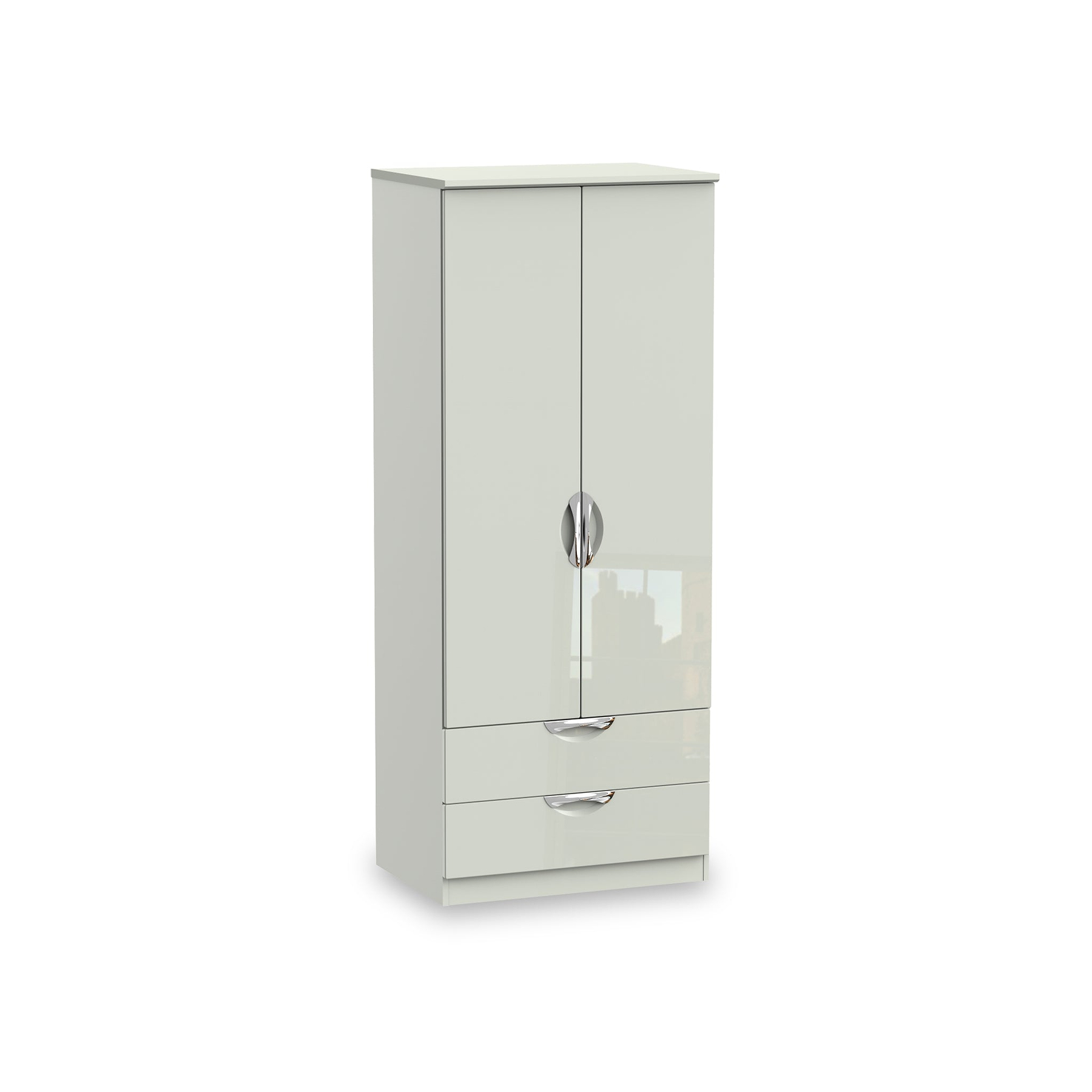 Beckett Cream Gloss 2 Door 2 Drawer Wardrobe by Roseland Furniture