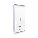 Beckett White Gloss 2 Door 2 Drawer Wardrobe by Roseland Furniture