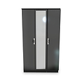 Beckett Black Gloss Triple Mirror Wardrobe from Roseland