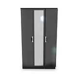 Beckett Black Gloss Triple Mirror Wardrobe from Roseland