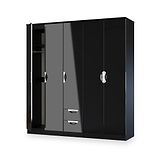 Beckett 5 Door 2 Drawer Wardrobe Black Gloss from Roseland Furniture