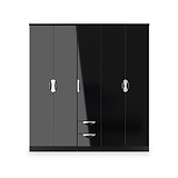 Beckett 5 Door 2 Drawer Wardrobe Black Gloss from Roseland Furniture