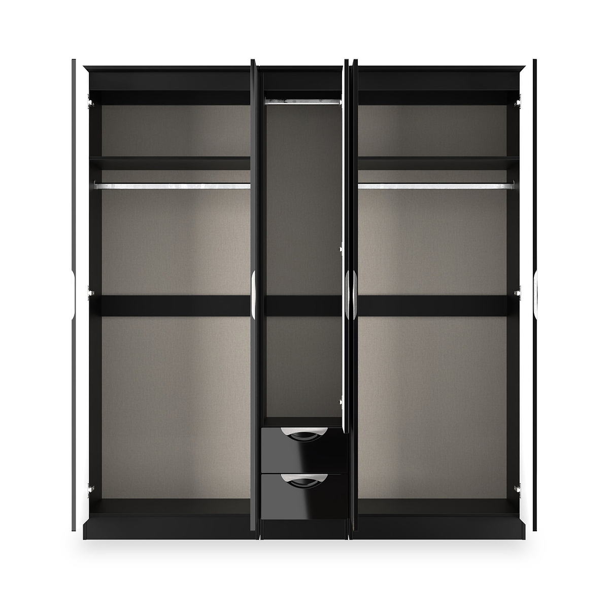 Beckett 5 Door 2 Drawer Wardrobe Black Gloss from Roseland Furniture