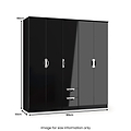 Beckett 5 Door 2 Drawer Wardrobe Black Gloss from Roseland Furniture