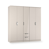 Beckett 5 Door 2 Drawer Wardrobe Cream Gloss from Roseland Furniture