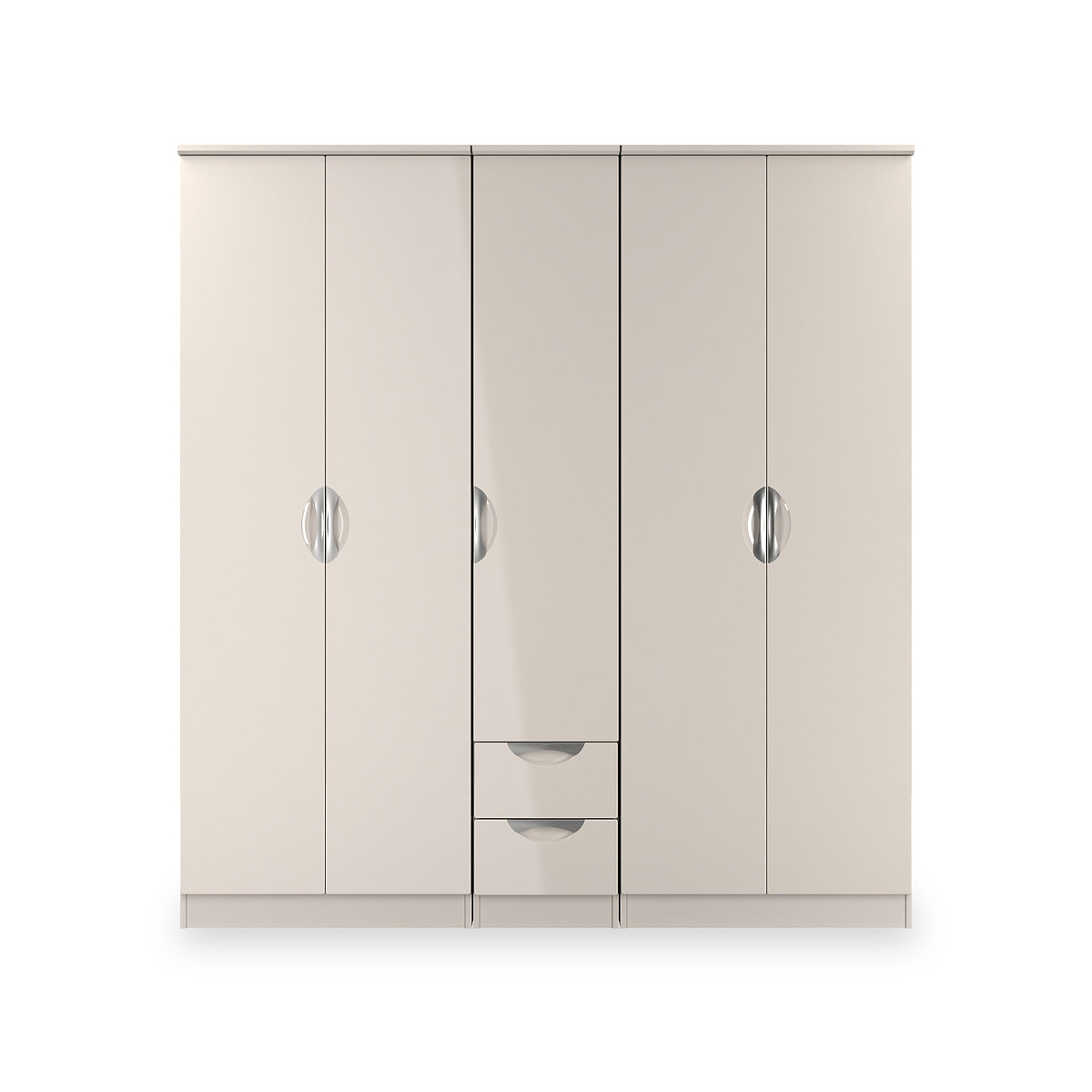 Beckett 5 Door 2 Drawer Wardrobe Cream Gloss from Roseland Furniture