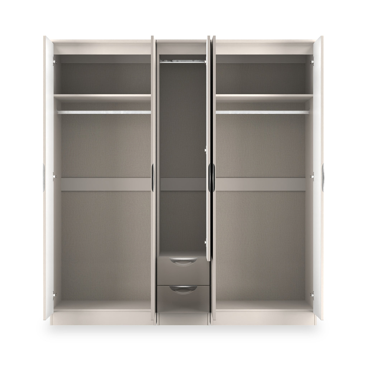 Beckett 5 Door 2 Drawer Wardrobe Cream Gloss from Roseland Furniture