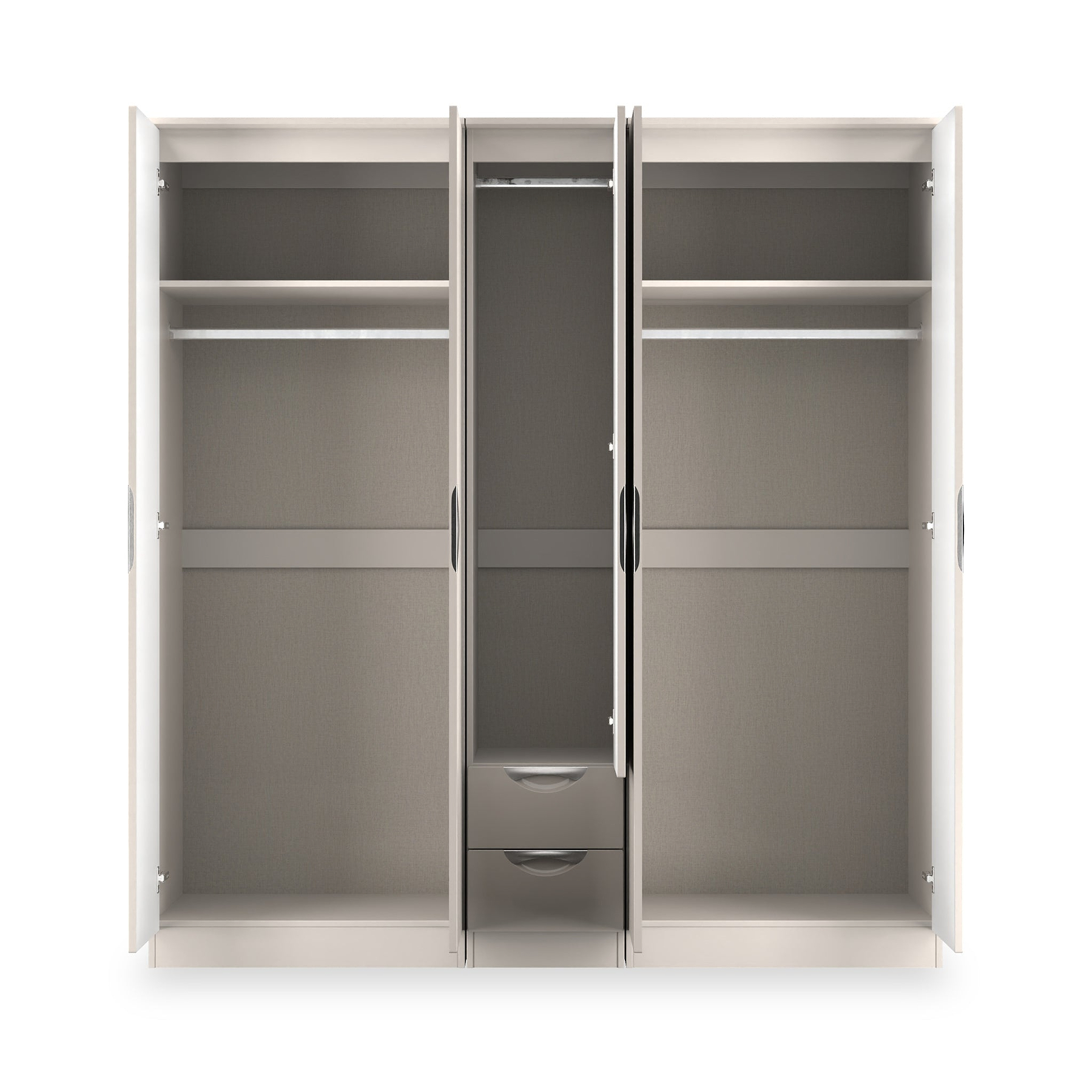 Beckett 5 Door 2 Drawer Wardrobe Cream Gloss from Roseland Furniture
