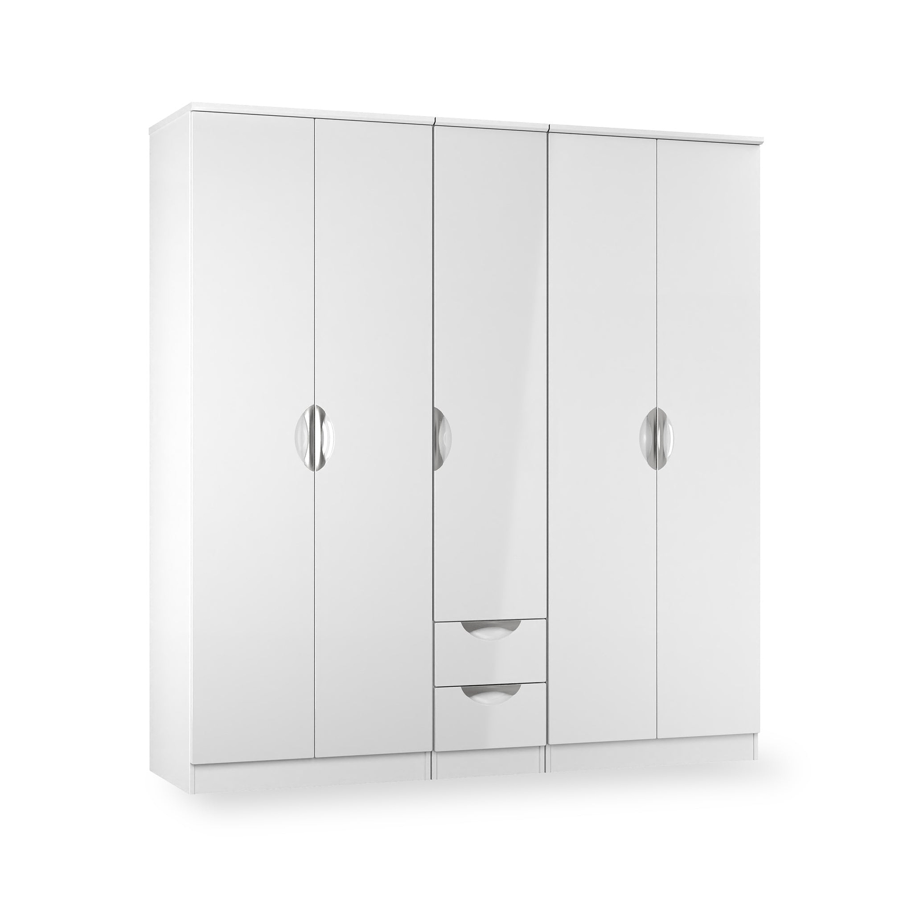 Beckett 5 Door 2 Drawer Wardrobe White Gloss from Roseland Furniture