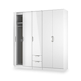Beckett 5 Door 2 Drawer Wardrobe White Gloss from Roseland Furniture
