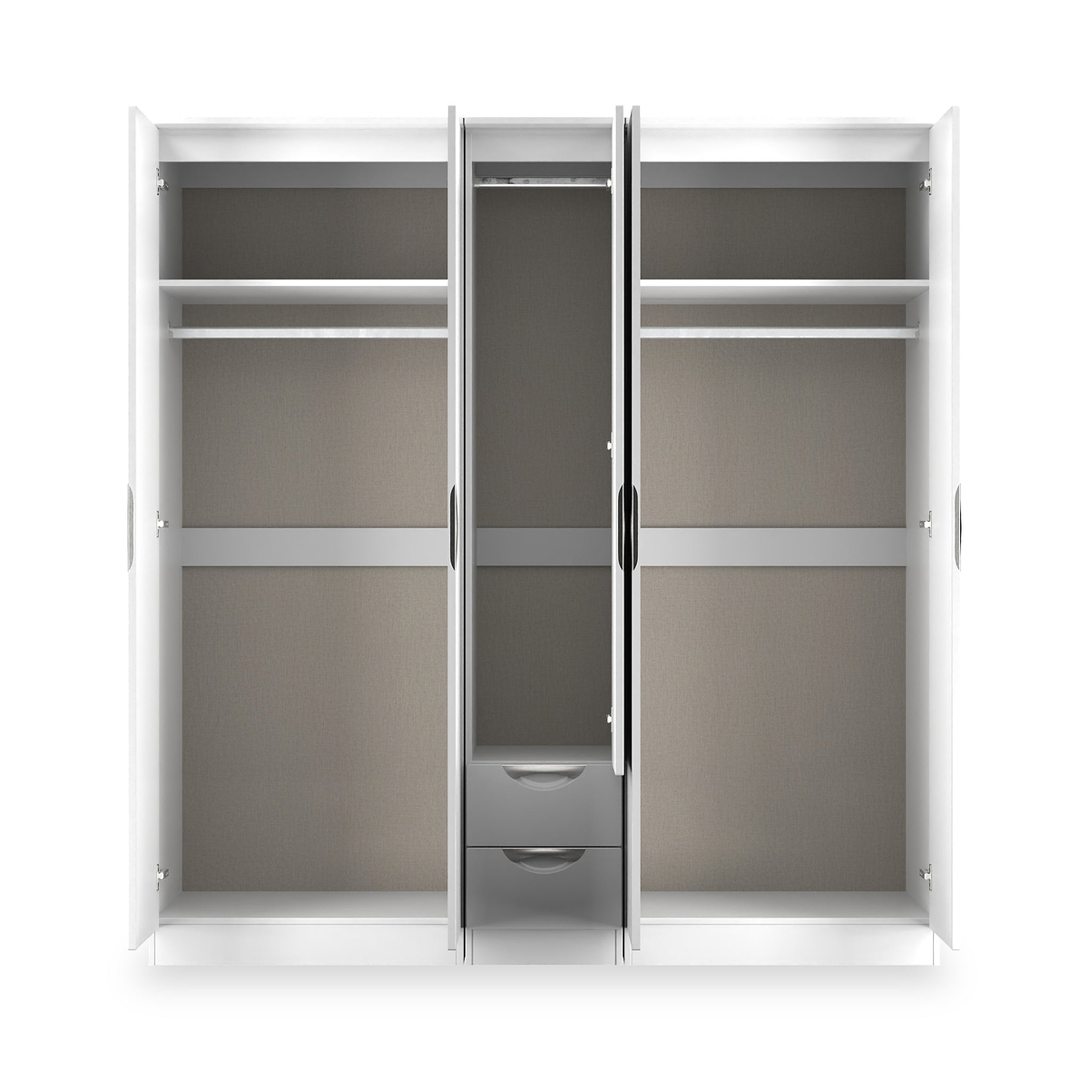 Beckett 5 Door 2 Drawer Wardrobe White Gloss from Roseland Furniture
