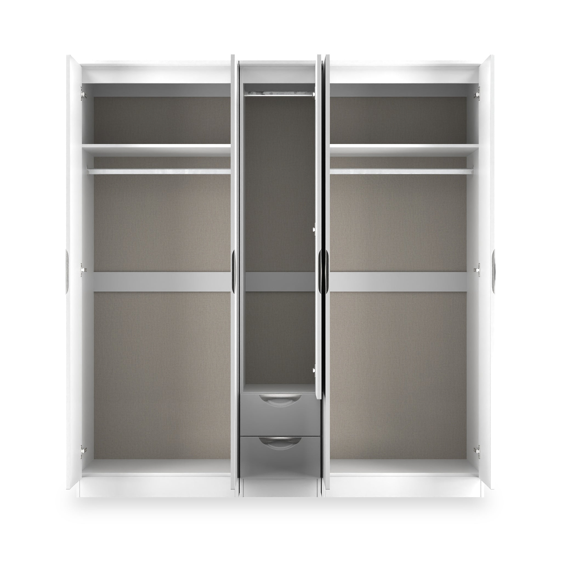 Beckett 5 Door 2 Drawer Wardrobe White Gloss from Roseland Furniture
