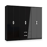 Beckett 6 Door 2 Drawer Wardrobe Black Gloss from Roseland Furniture
