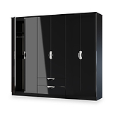 Beckett 6 Door 2 Drawer Wardrobe Black Gloss from Roseland Furniture