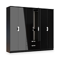 Beckett 6 Door 2 Drawer Wardrobe Black Gloss from Roseland Furniture