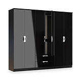 Beckett 6 Door 2 Drawer Wardrobe Black Gloss from Roseland Furniture