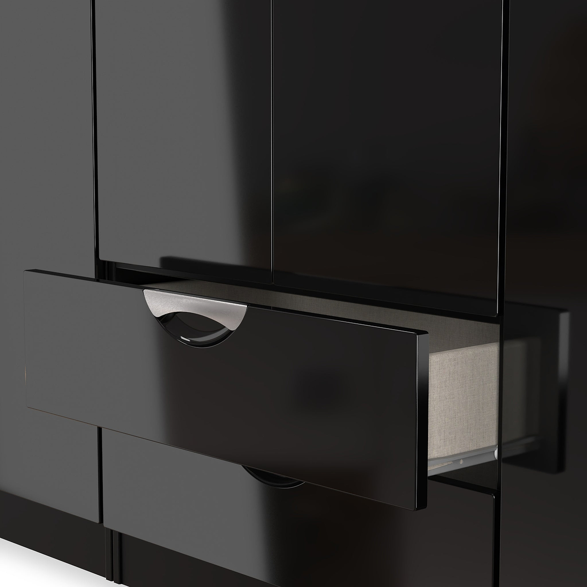 Beckett 6 Door 2 Drawer Wardrobe Black Gloss from Roseland Furniture
