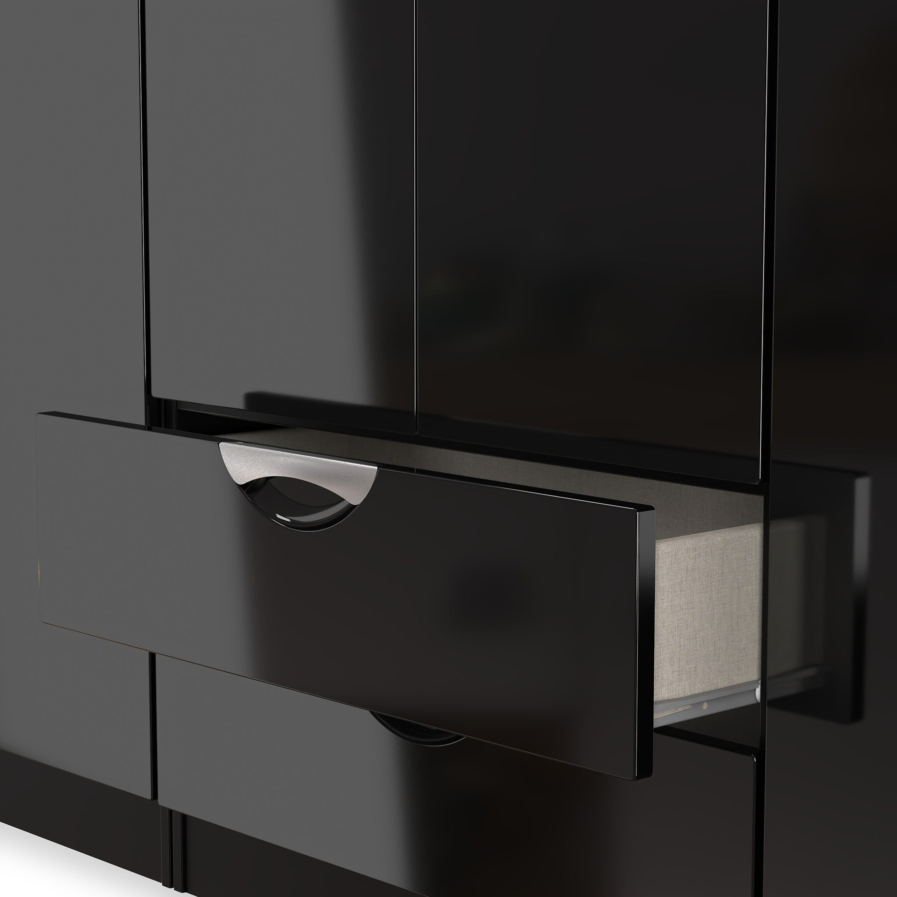 Beckett 6 Door 2 Drawer Wardrobe Black Gloss from Roseland Furniture