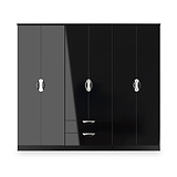 Beckett 6 Door 2 Drawer Wardrobe Black Gloss from Roseland Furniture