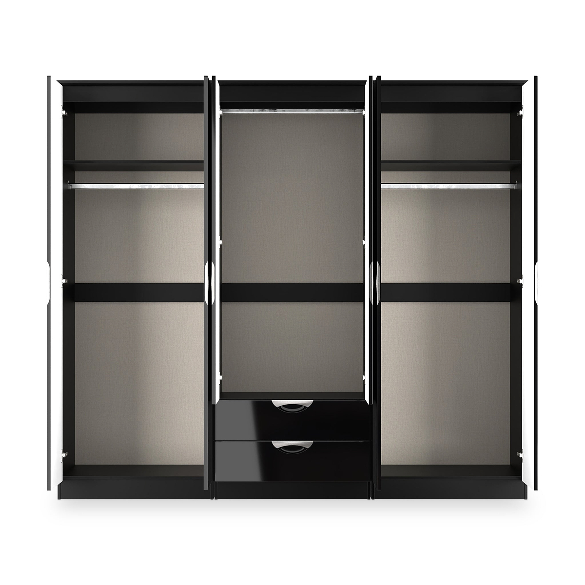 Beckett 6 Door 2 Drawer Wardrobe Black Gloss from Roseland Furniture