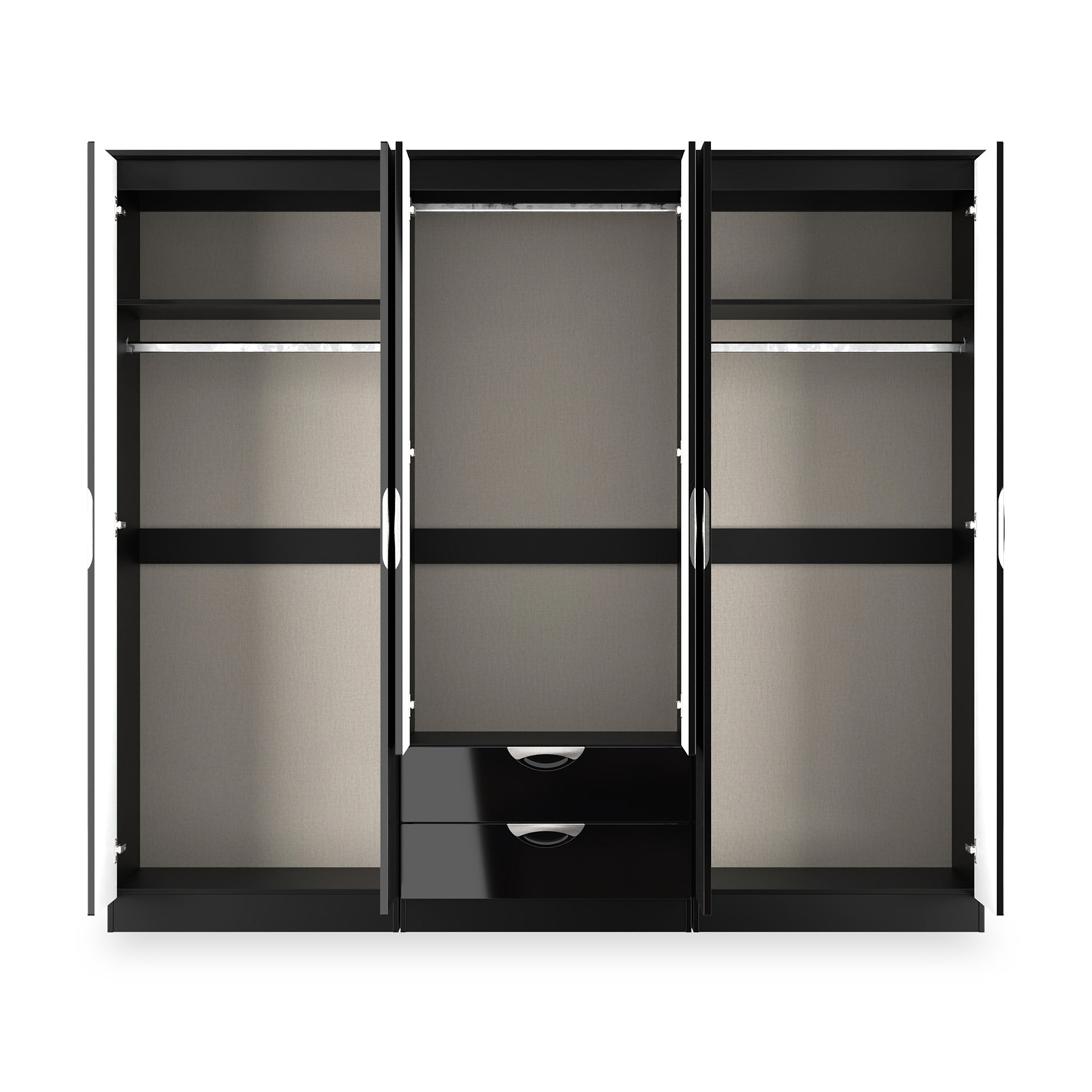 Beckett 6 Door 2 Drawer Wardrobe Black Gloss from Roseland Furniture