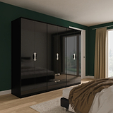 Beckett 6 Door 2 Drawer Wardrobe Black Gloss from Roseland Furniture