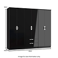 Beckett 6 Door 2 Drawer Wardrobe Black Gloss from Roseland Furniture