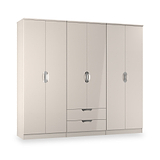 Beckett 6 Door 2 Drawer Wardrobe Cream Gloss from Roseland Furniture
