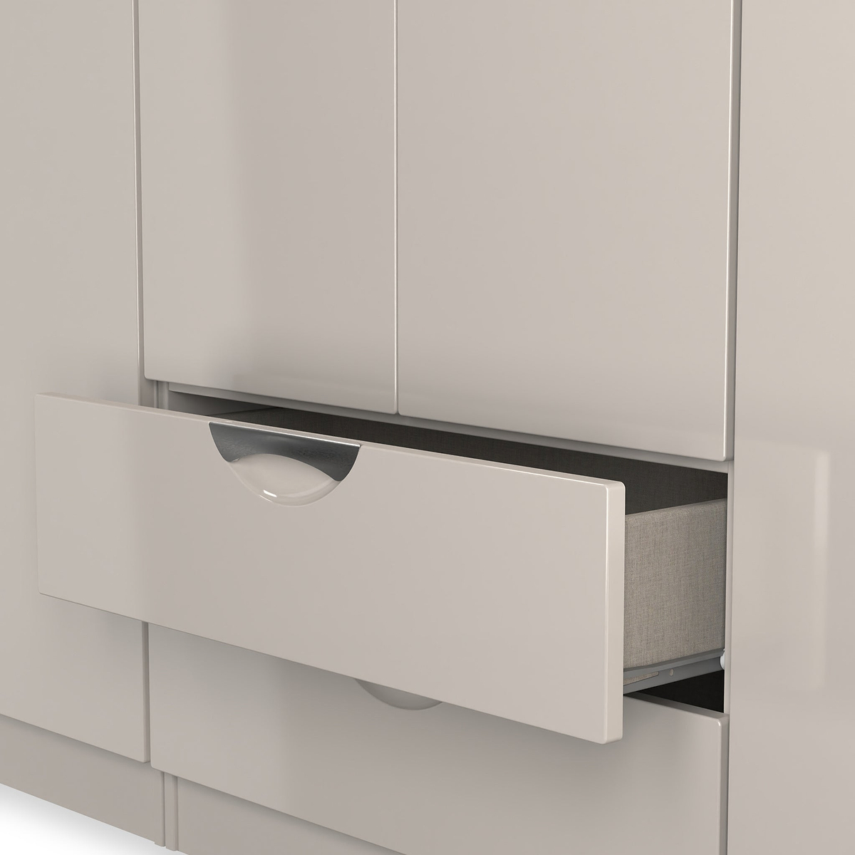 Beckett 6 Door 2 Drawer Wardrobe Cream Gloss from Roseland Furniture